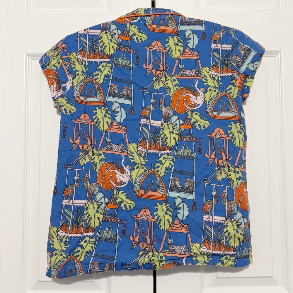 Jaye’s Studio Cotton Pajama Set Size Small Tropical Jungle Animal Print Ruffle - Picture 6 of 11